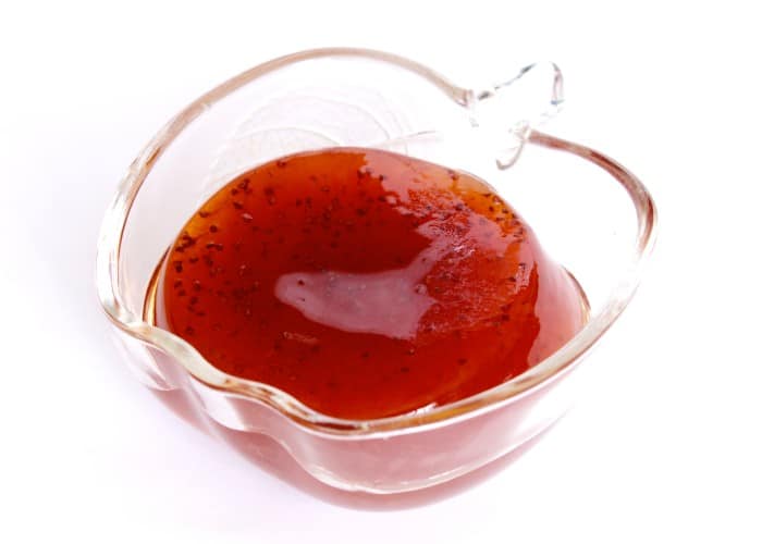 strawberry jelly in a small bowl