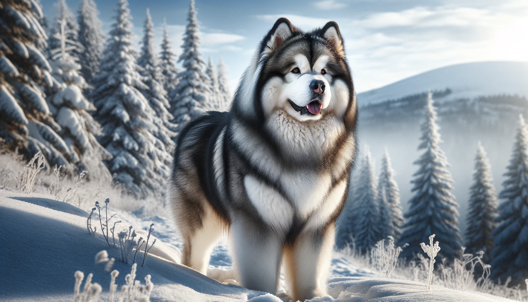 Alaskan Malamute in a snowy landscape
