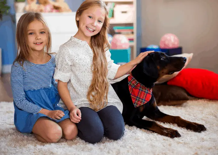 Doberman Pinscher: Best Guard Dog For Your Family 3 Doberman Pinscher with 2 young girls
