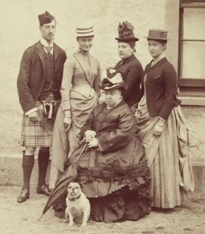Family group with Queen Victoria and a pug, Balmoral 1887
