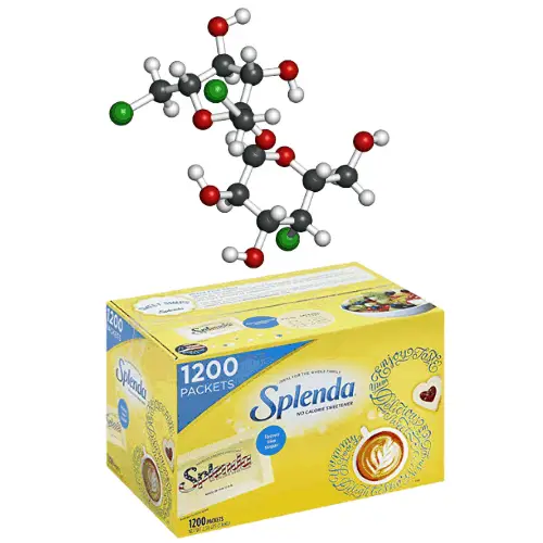 a box of splenda and sucralose molecule on top
