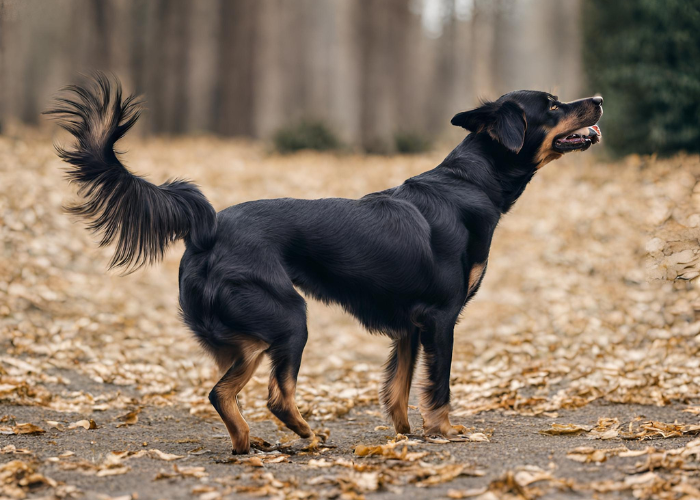 angry black dog