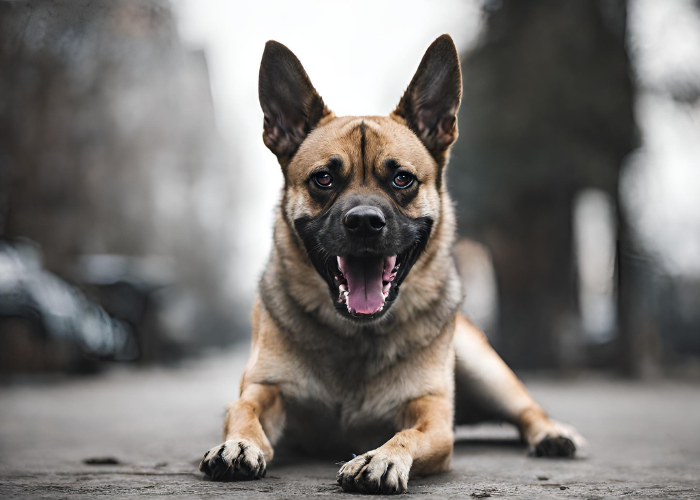 angry dog close up image