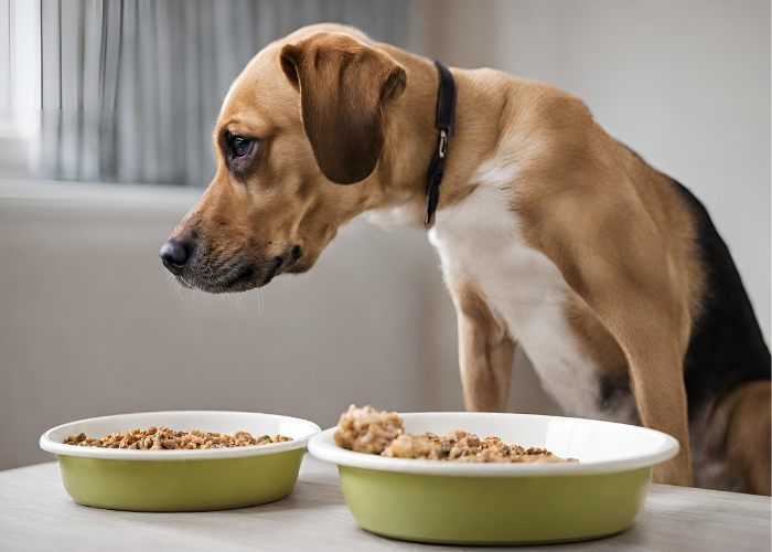 Once-a-Day Dog Feeding: Pros and Cons Explained 6 dog with 2 bowls of food on the table