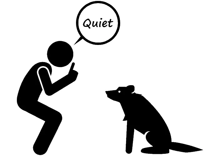 "quiet" dog command illustration