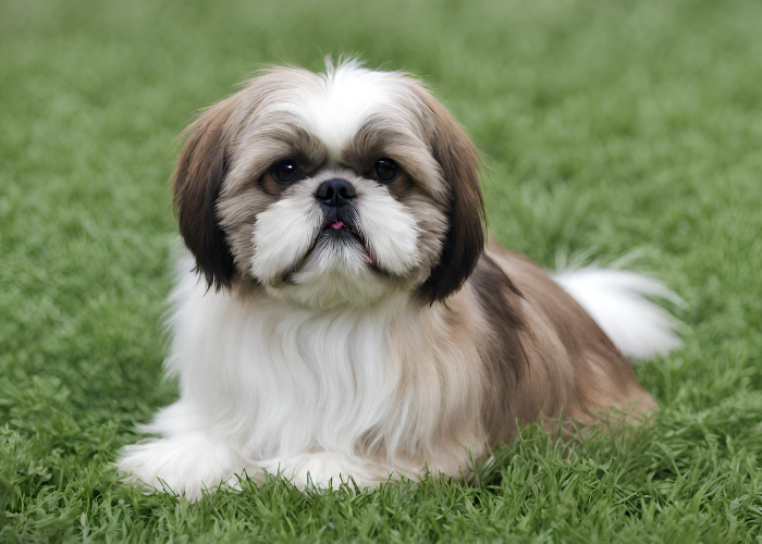 shih tzu on the green lawn